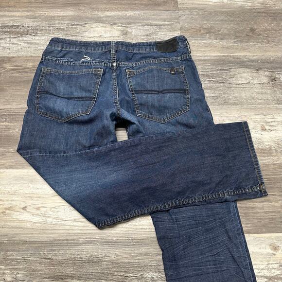 Buffalo David Bitton Dark Wash Blue Mens 34x30 Straight Relaxed Fit Six Jeans - Picture 1 of 11